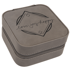 Laserable Leatherette Travel Jewelry Box with Tan Lining