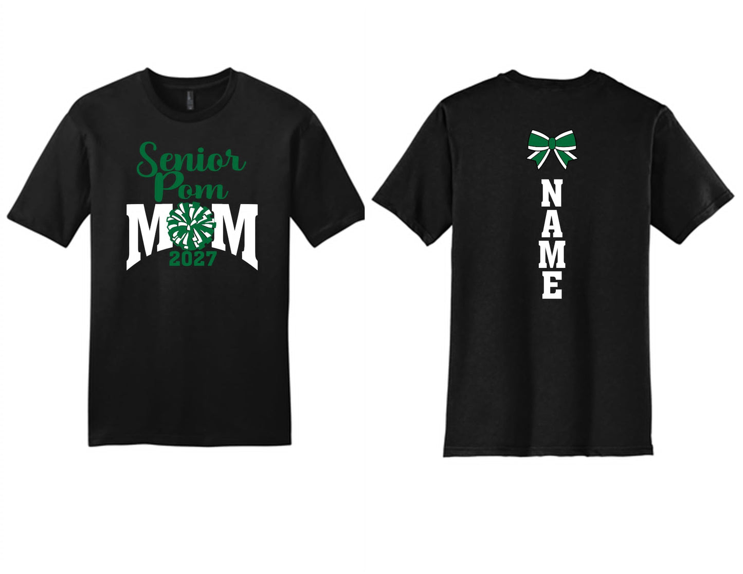 Senior Pomline "Glitter" Mom Shirt (Green and White Glitter)