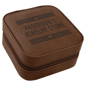 Laserable Leatherette Travel Jewelry Box with Tan Lining