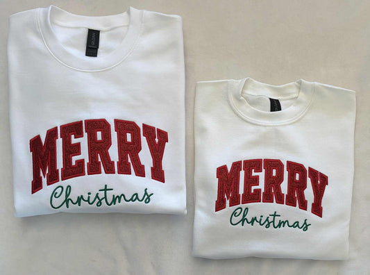 Merry Christmas Embroidered (Mommy and Me Option)