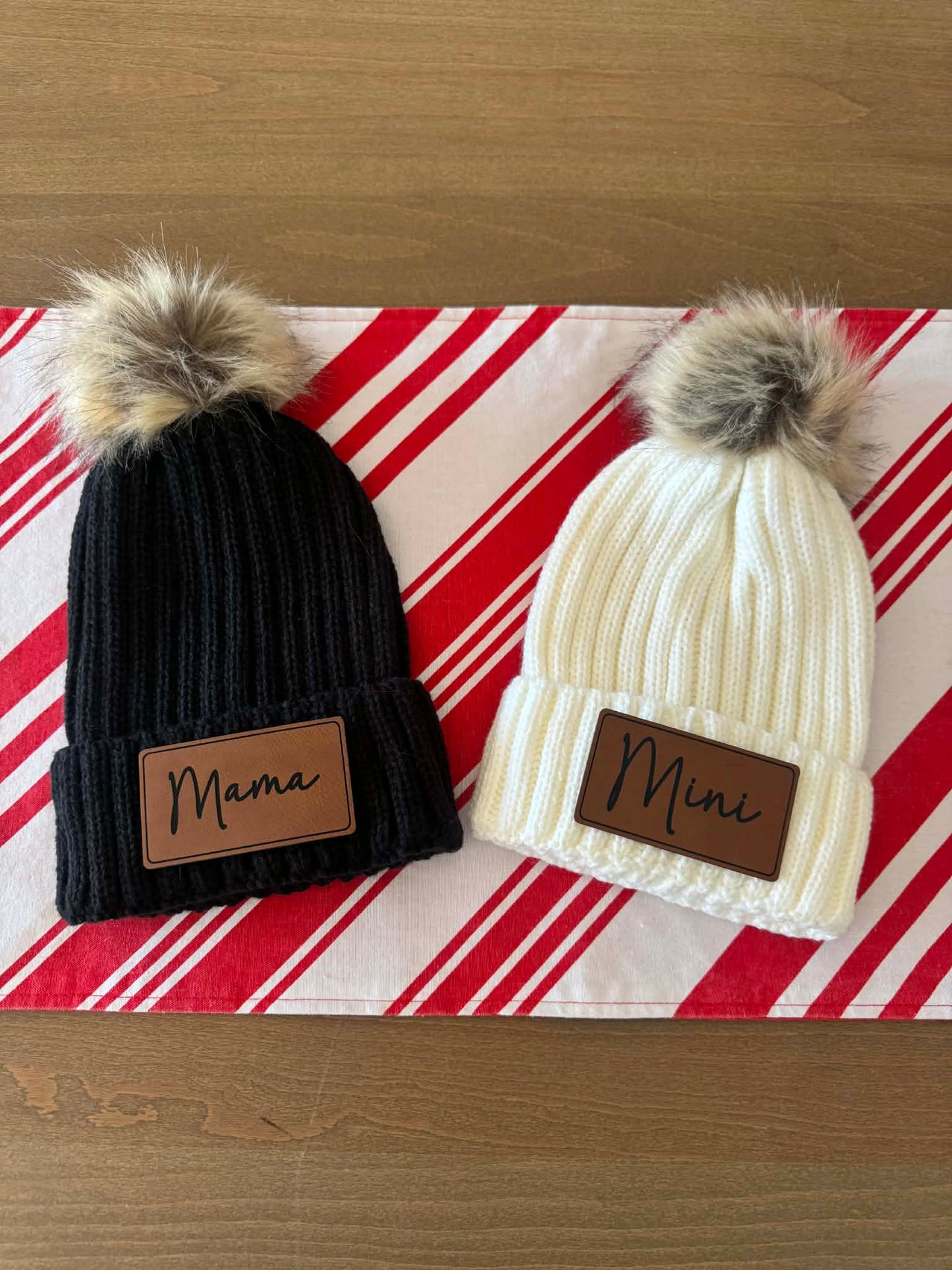Cute Winter Beanies- Customize Leather Patch