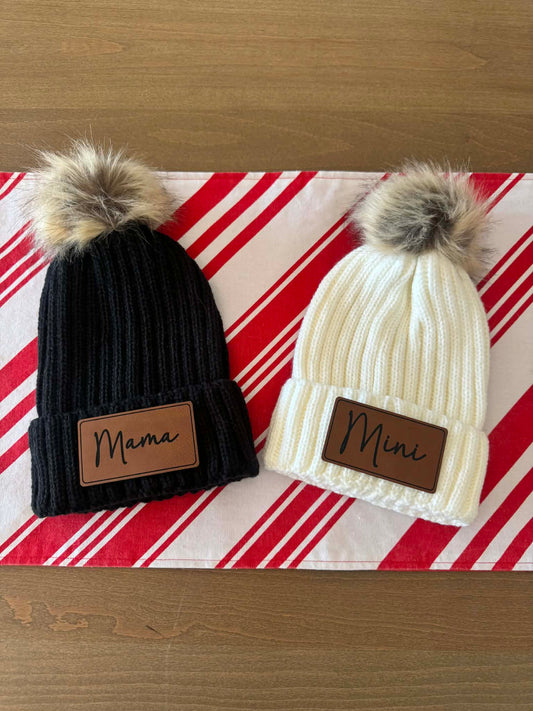 Cute Winter Beanies- Customize Leather Patch