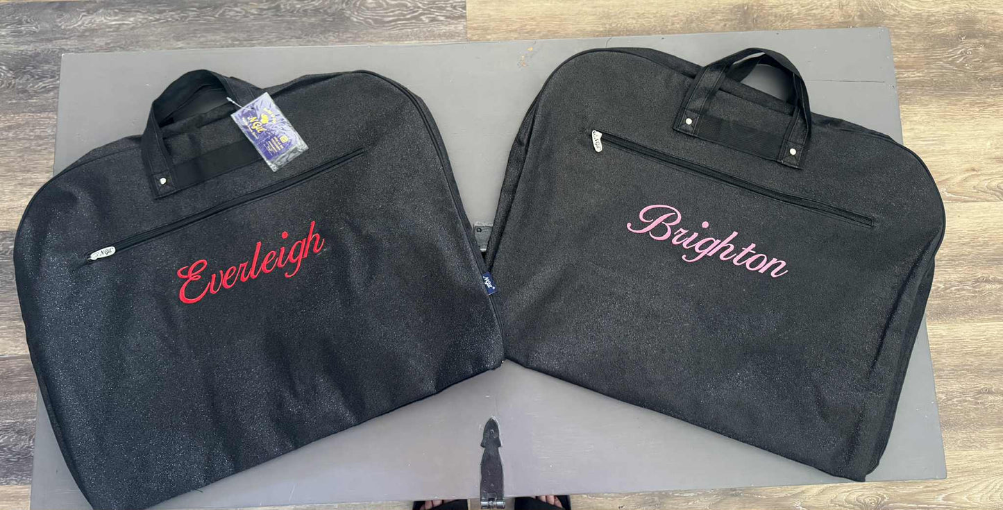 Personalized Black Glitter Garment Bag