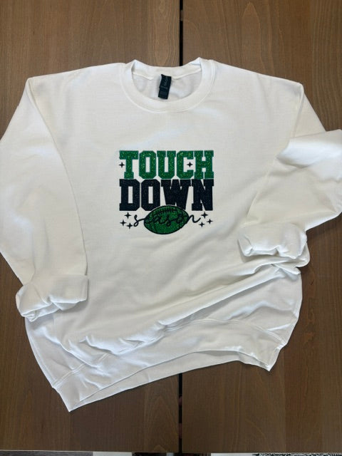 Touch Down Season Embroidered Glitter Sweatshirt