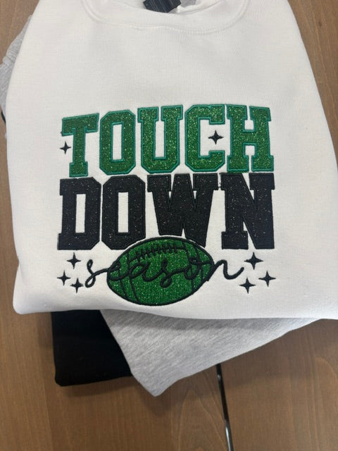Touch Down Season Embroidered Glitter Sweatshirt
