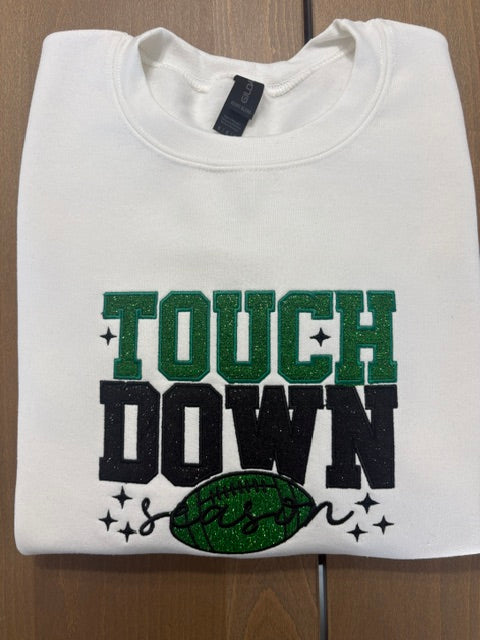 Touch Down Season Embroidered Glitter Sweatshirt