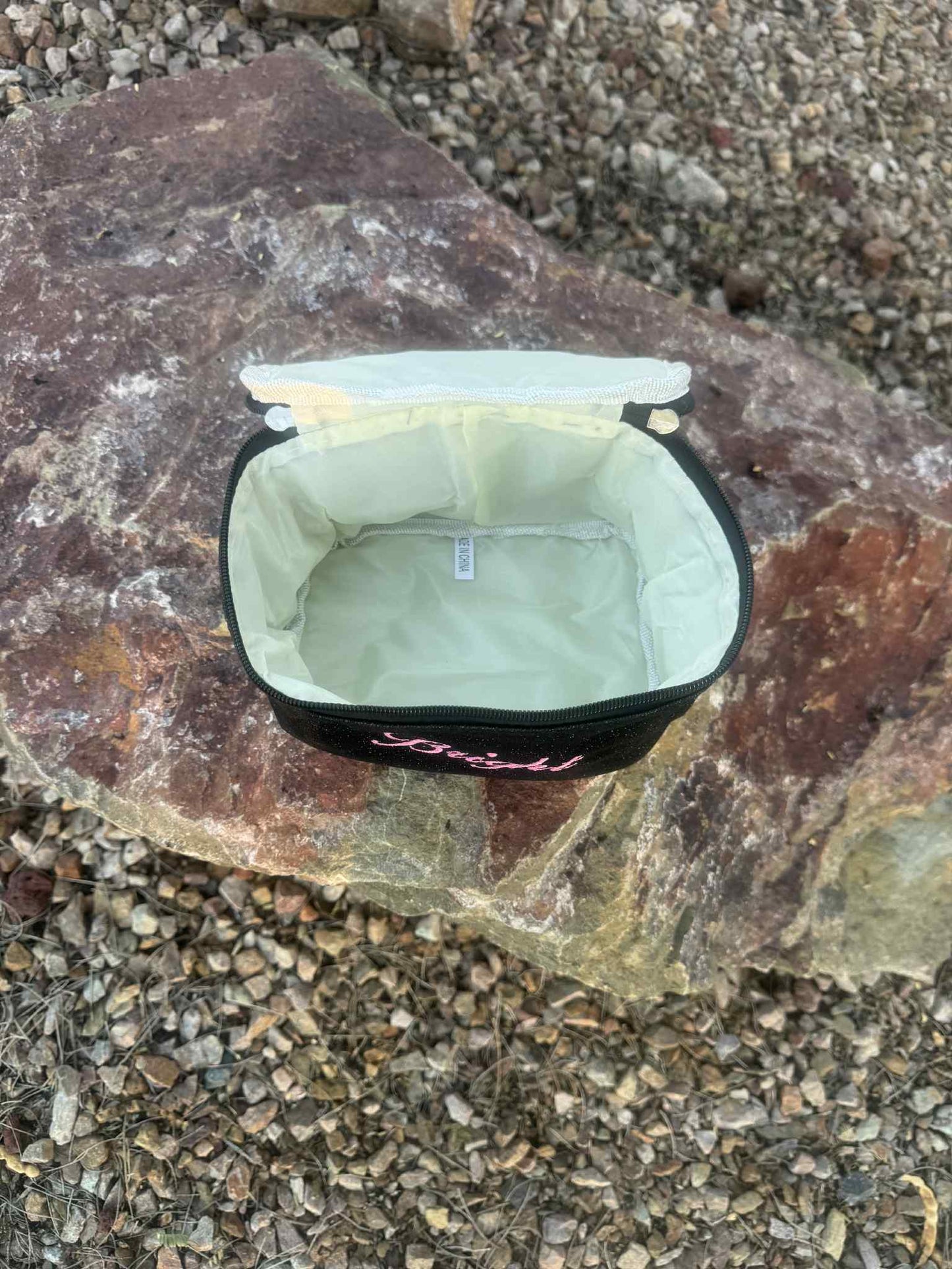 Black Glitter Cosmetic Case