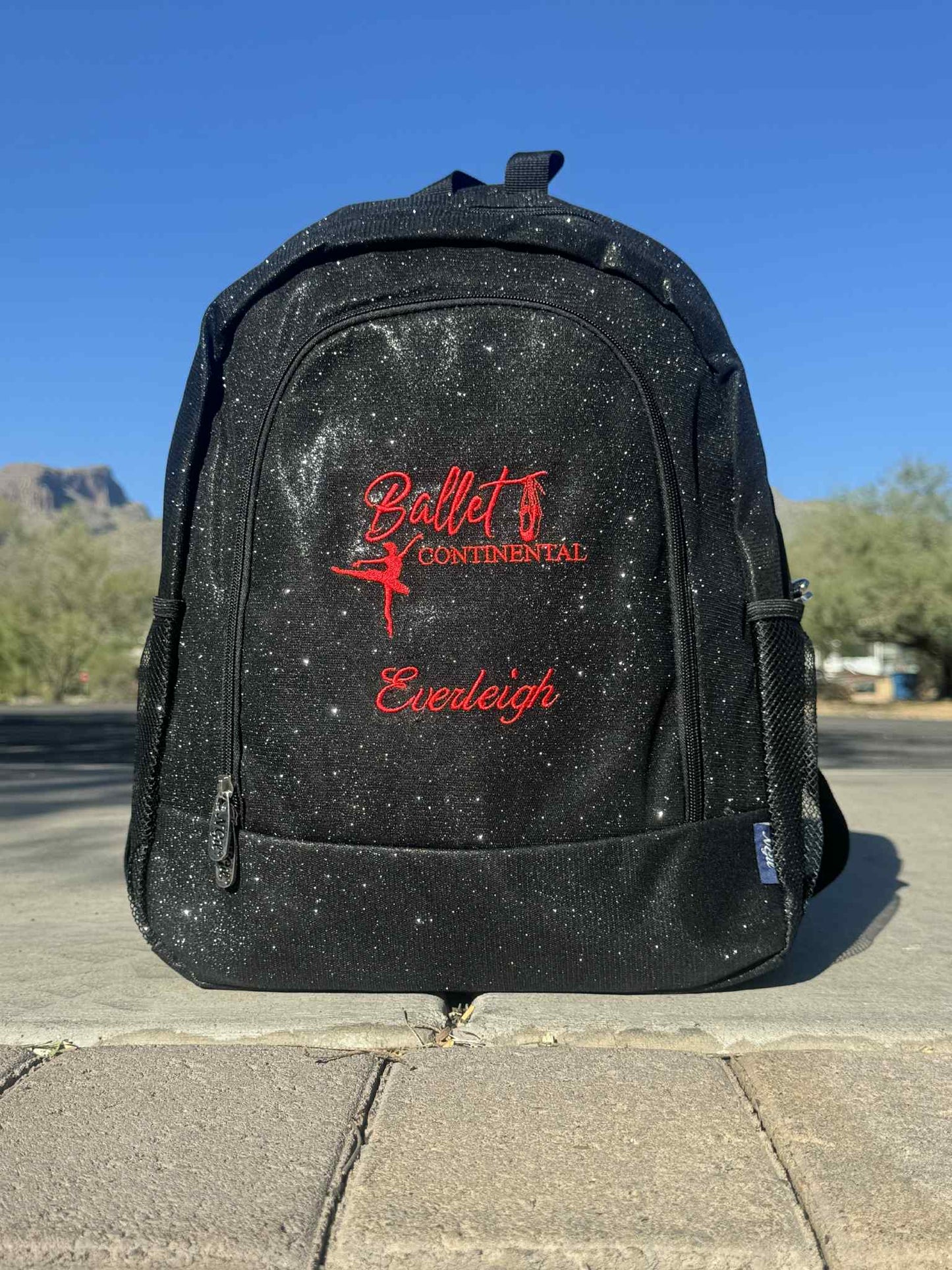 Personalized Embroidered GLITTER Backpack Dance or Cheer